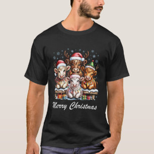 Cow Merry Christmas Cute Farm Animal Lovers Funny T-Shirt