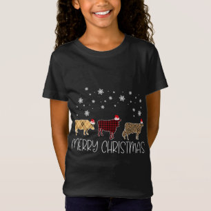 Cow Merry Christmas Cute Plaid Leopard X-Mas Pajam T-Shirt