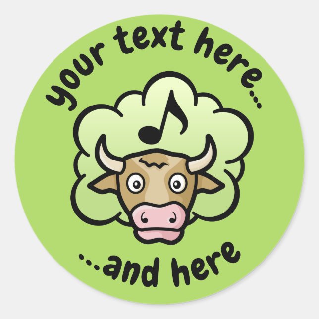 Cow Methane Cartoon Classic Round Sticker (Front)