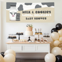 Cow Milk and Cookies Beige Baby Shower Banner