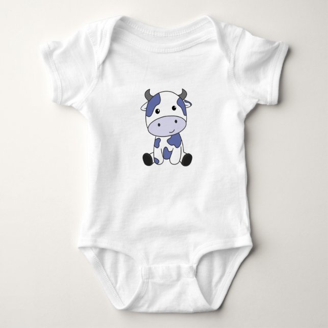 Cow Milk Kawaii Japanese Blueberry Baby Bodysuit (Front)