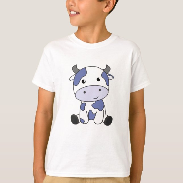 Cow Milk Kawaii Japanese Blueberry T-Shirt (Front)