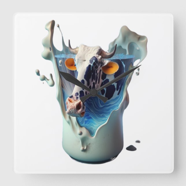 Cow milk  square wall clock (Front)