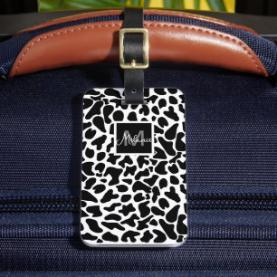 Cow monogram luggage tag