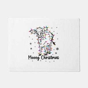 Cow Mooey Christmas Light Tree Funny Xmas Snow & C Doormat