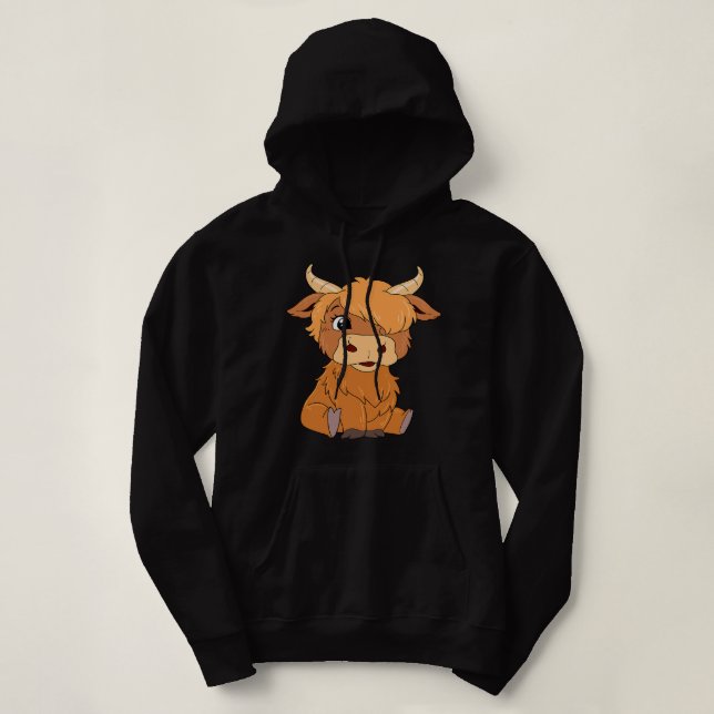 Cow Mooey Highland Cow Scotland Longhorn Cattle 11 Hoodie (Design Front)
