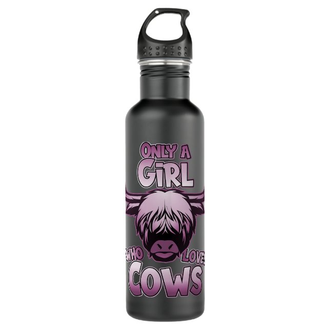 Cow Mooey Highlander cow girl who loves Scottish B 710 Ml Water Bottle (Front)