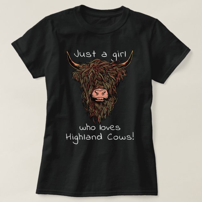 Cow Mooey Just A Girl Who Loves Cows Scottish High T-Shirt (Design Front)