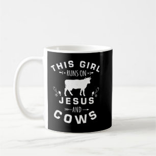 Cow Mooey Womens This Girl Runs On Jesus And Cows  Coffee Mug