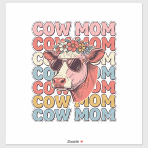 Cow Mum Retro Sunglasses Cow Vintage Engraving Des