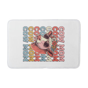 Cow Mum Retro Sunglasses Cow Vintage Engraving Des Bath Mat