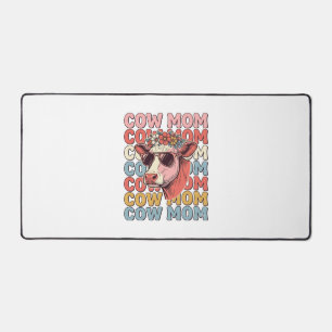 Cow Mum Retro Sunglasses Cow Vintage Engraving Des Desk Mat