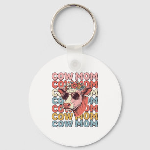 Cow Mum Retro Sunglasses Cow Vintage Engraving Des Key Ring