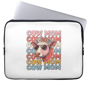 Cow Mum Retro Sunglasses Cow Vintage Engraving Des Laptop Sleeve