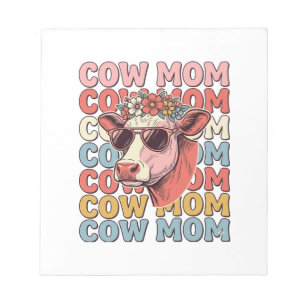 Cow Mum Retro Sunglasses Cow Vintage Engraving Des Notepad