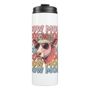 Cow Mum Retro Sunglasses Cow Vintage Engraving Des Thermal Tumbler
