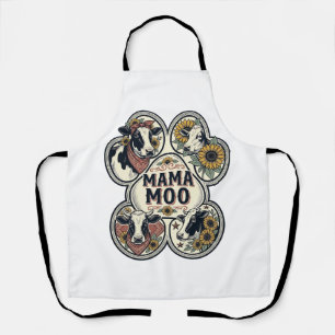 Cow Mum Shirt Vintage Engraving Sunflower Western Apron