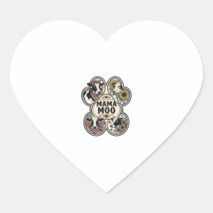 Cow Mum Shirt Vintage Engraving Sunflower Western  Heart Sticker