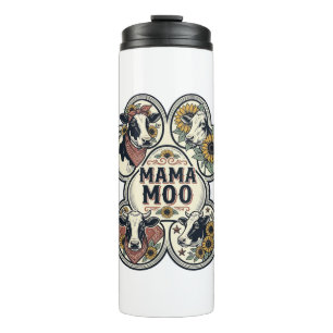 Cow Mum Shirt Vintage Engraving Sunflower Western Thermal Tumbler