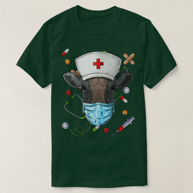 Cow Nurse RN Funny ER Nursing School Graduation  T-Shirt (Design Front)
