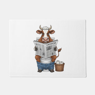 Cow on Toilet , Funny Farm Animal Doormat