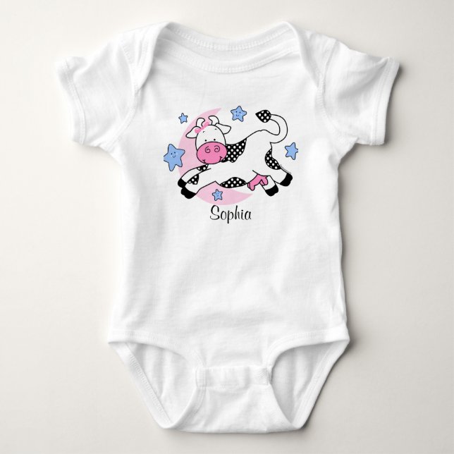 Cow Over Moon Baby Bodysuit (Front)