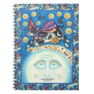 COW OVER THE MAN IN THE MOON, COLORFUL WHIMSY NOTEBOOK