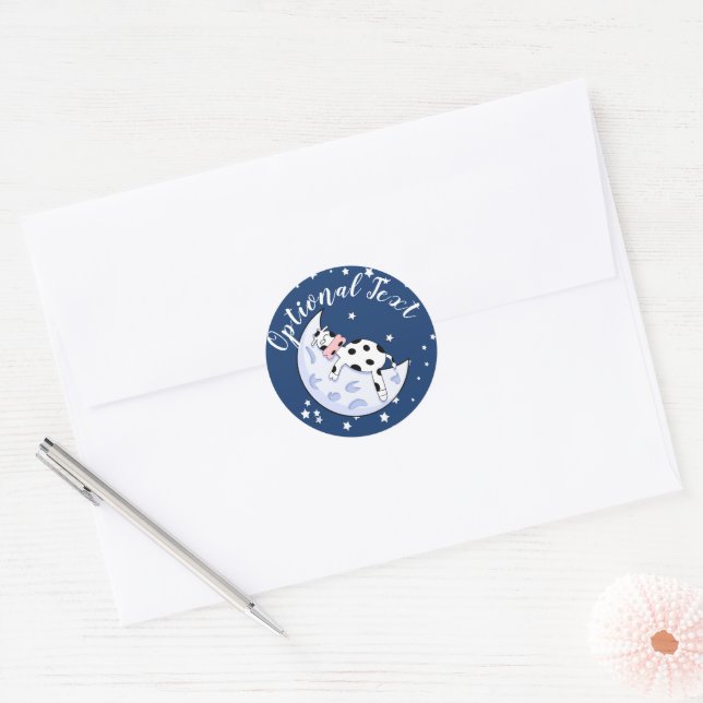 Cow Over the Moon    Classic Round Sticker (Envelope)