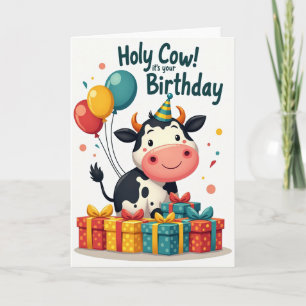 Cow Party Hat Birthday Card