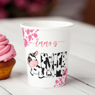 Cow party tableware pink cow pattern printed paper cups