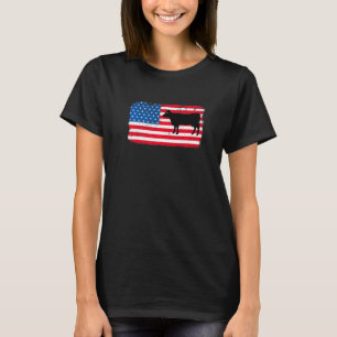Cow Patriotic Usa Flag Farm Animal Dairy 4 July T-Shirt