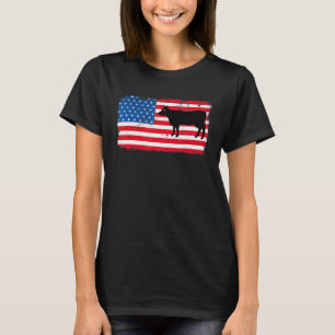 Cow Patriotic Usa Flag Farm Animal Dairy 4 July T-Shirt