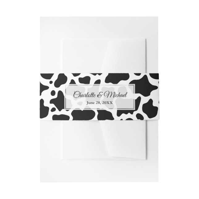 Cow Pattern Background Invitation Belly Band (Front Example)