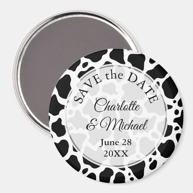 Cow Pattern Background Save the Date Magnet (Front/Back)