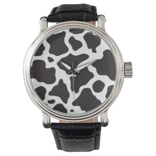 Cow pattern background watch