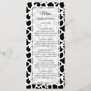 Cow Pattern Background Wedding Menu
