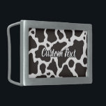 Cow Pattern Belt Buckle<br><div class="desc">Black and white seamless cow background pattern. Custom text.</div>