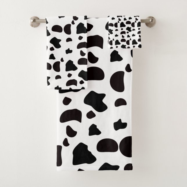 Cow Pattern Black and White  Bath Towel Set (Insitu)