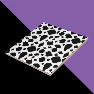 Cow Pattern Black and White Country Tile