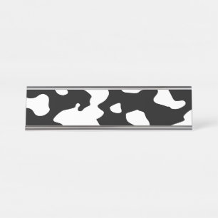 Cow Pattern Black and White Desk Name Plate