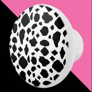 Cow Pattern Black and White Farmhouse Ceramic Knob