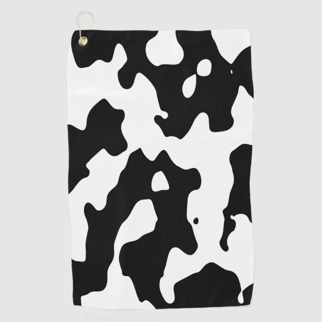 Cow Pattern Black and White Golf Towel (Front)