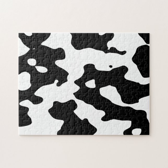 Cow Pattern Black and White Jigsaw Puzzle (Horizontal)