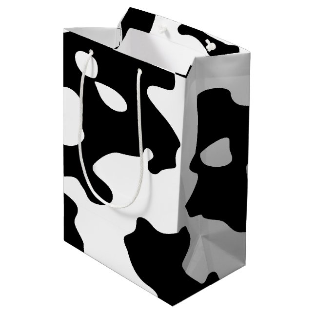 Cow Pattern Black and White Medium Gift Bag (Back Angled)