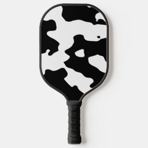 Cow Pattern Black and White Pickleball Paddle