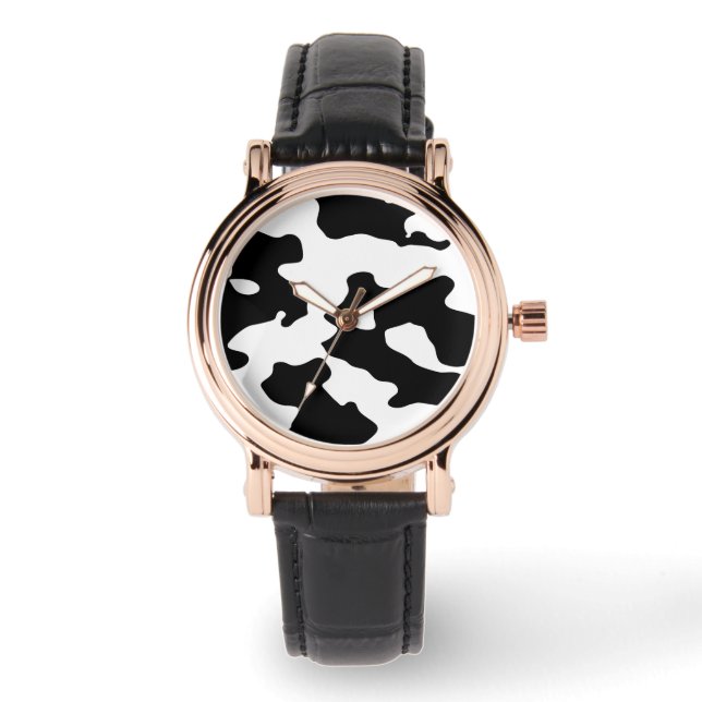 Cow Pattern Black and White Watch (Front)