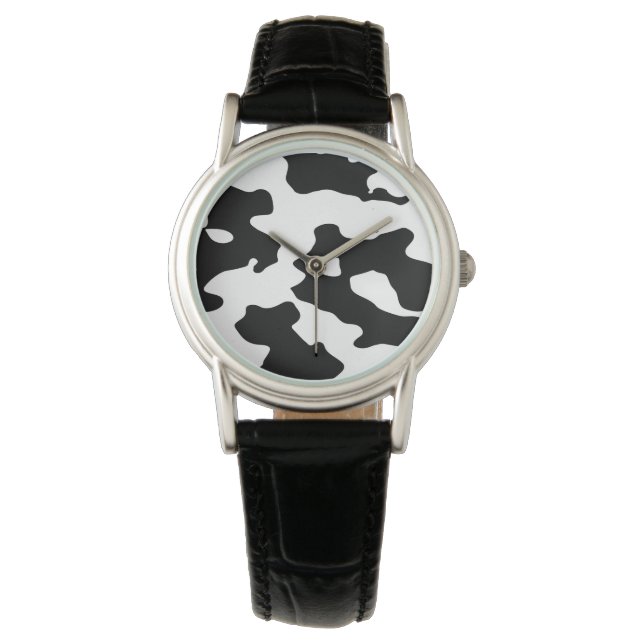 Cow Pattern Black and White Watch (Front)
