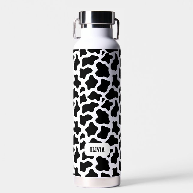 Cow Pattern Custom Name  Water Bottle (Front)