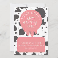 Cow Pattern Spots Brown Pink Birthday Party
