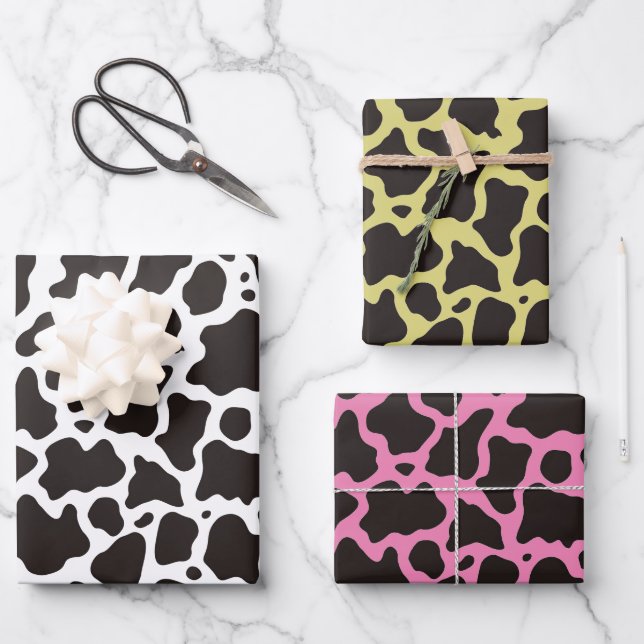 Cow Pattern Wrapping Paper Sheet (Front)